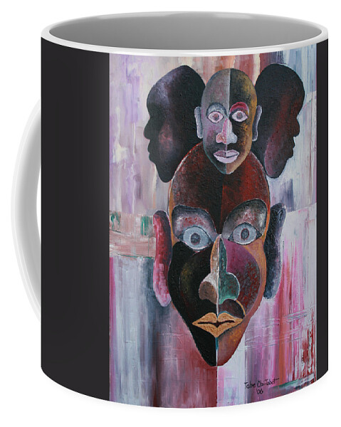 Male Mask Coffee Mug featuring the painting Male Mask by Obi-Tabot Tabe
