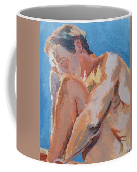Male Nude Coffee Mug featuring the painting Male Nude Painting by Mike Jory