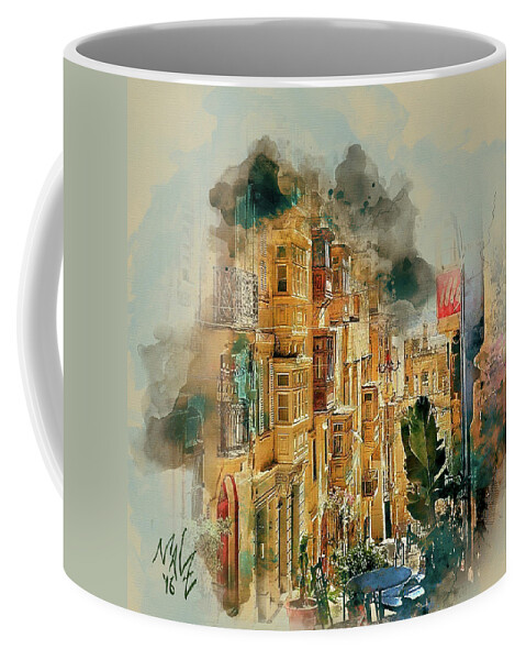 Malta Coffee Mug featuring the digital art Maltese Street by Mal-Z