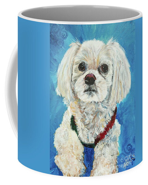 Dog Coffee Mug featuring the painting Maltese1 by Kathy Strauss
