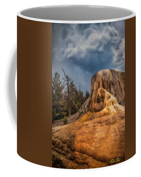 Mammoth Hot Springs Coffee Mug featuring the photograph Mammoth Under Storm by Rikk Flohr