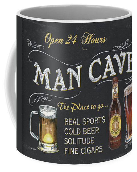 Sports Coffee Mug featuring the painting Man Cave Chalkboard Sign by Debbie DeWitt