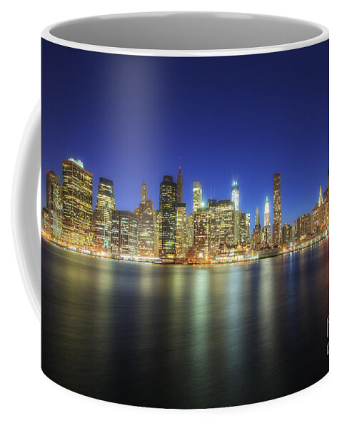 Yhun Suarez Coffee Mug featuring the photograph Manhattan Nite Lites NYC by Yhun Suarez