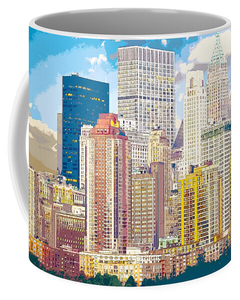 New York Coffee Mug featuring the digital art Manhattan Skyline New York City by Anthony Murphy