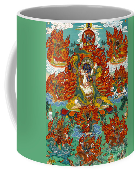 Thangka Coffee Mug featuring the painting Maning Mahakala with Retinue by Sergey Noskov