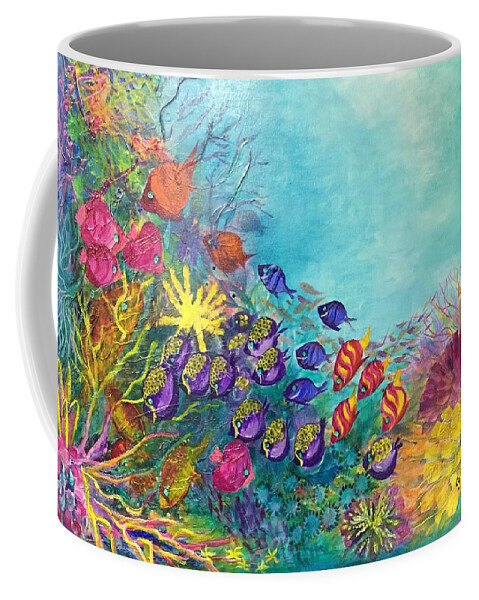 Great Barrier Reef Coffee Mug featuring the painting Many colours by Lyn Olsen