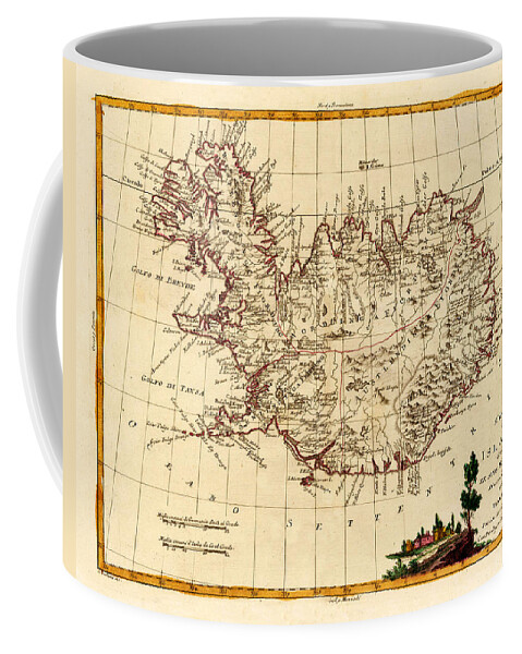 Map Of Iceland Coffee Mug featuring the photograph Map Of Iceland 1791 by Andrew Fare