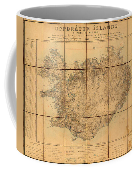 Map Of Iceland Coffee Mug featuring the photograph Map Of Iceland 1849 by Andrew Fare