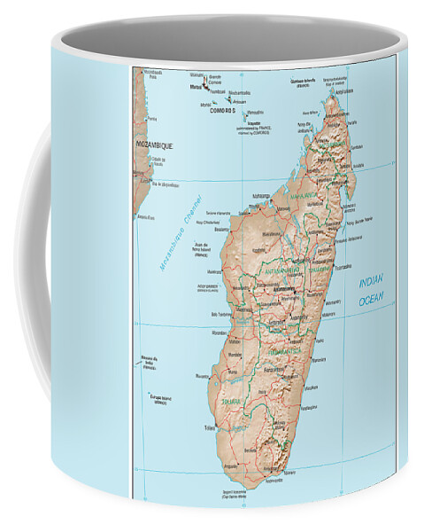 Antananarivo Coffee Mug featuring the mixed media Map of Madagascar by Roy Pedersen