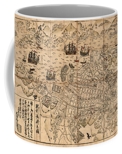 Map Of Nagasaki Coffee Mug featuring the photograph Map Of Nagasaki 1764 by Andrew Fare