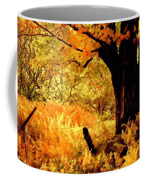 Maples Ferns And Barbed Wire Coffee Mug featuring the photograph Maples Ferns and Barbed Wire by Frank Wilson