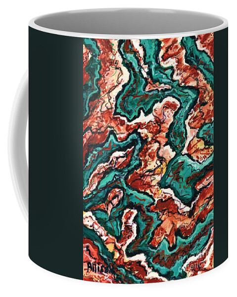 #abstract #contemporary #malachite Coffee Mug featuring the painting Marbelized by Allison Constantino