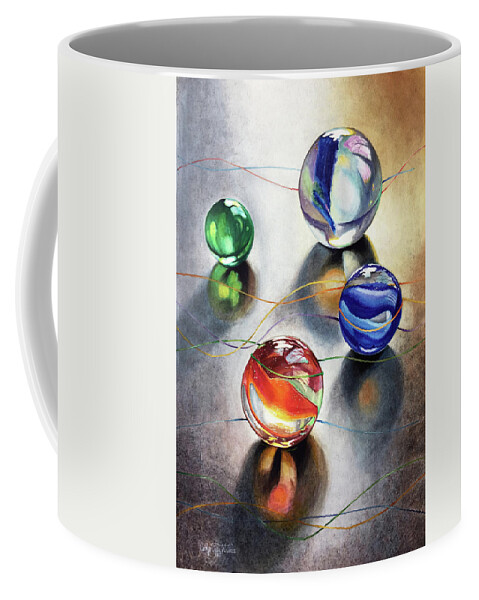 Art Coffee Mug featuring the painting Marbles 3 by Carolyn Coffey Wallace