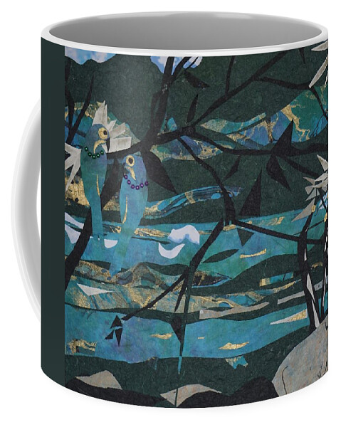 Matisse Inspired Coffee Mug featuring the mixed media Mardi Gras Macaws Carnival Through A Birdseye View by Robin Miller-Bookhout