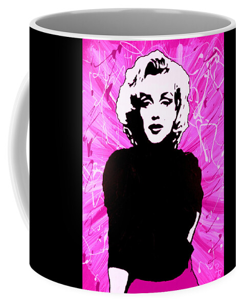 Marilyn Monroe Coffee Mug featuring the painting Marilyn Monroe in Hot Pink by Bob Baker
