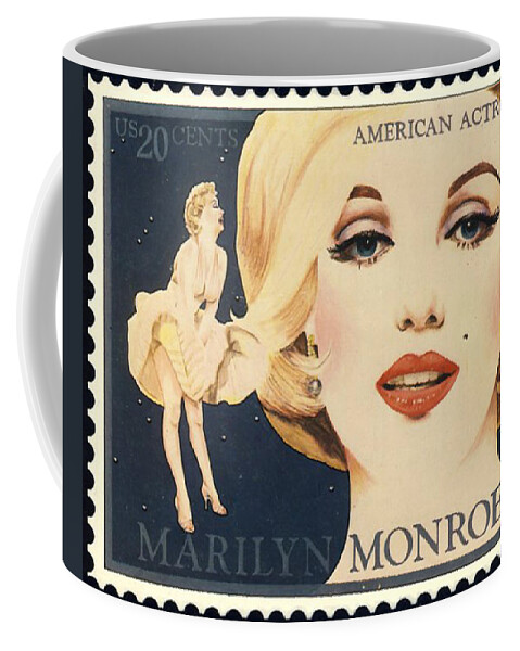 Marilyn Monroe Coffee Mug featuring the digital art Marilyn Monroe Stamp by Richard Laeton