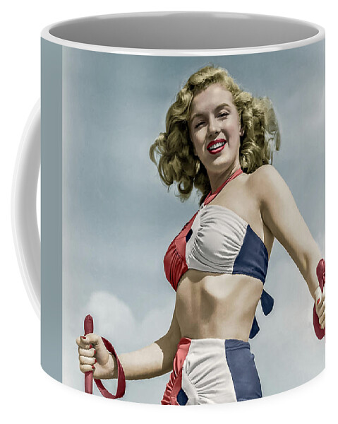 Marilyn Monroe Coffee Mug featuring the photograph Marilyn Skiing by Franchi Torres