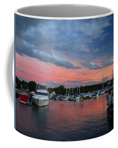 Sunset Coffee Mug featuring the photograph Marina Sunset Back Glow by David T Wilkinson