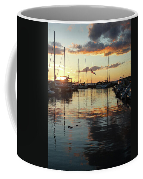 Sunset Coffee Mug featuring the photograph Marina Sunset Reflection by David T Wilkinson