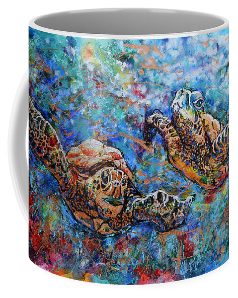 Marin Animals Coffee Mug featuring the painting Marine Turtles by Jyotika Shroff