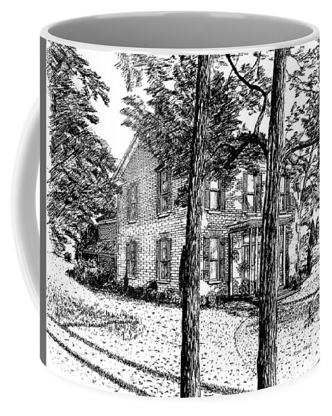House.\ Coffee Mug featuring the drawing Markham House by Ron Haist