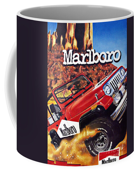 Marlboro Coffee Mug featuring the painting Marlboro Wrangler Vintage Painting by Daliana Pacuraru