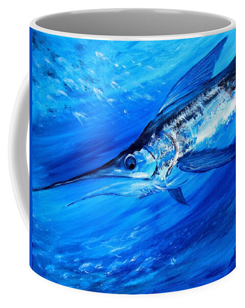 Marlin Coffee Mug featuring the painting Marlin, Feeding by J Vincent Scarpace
