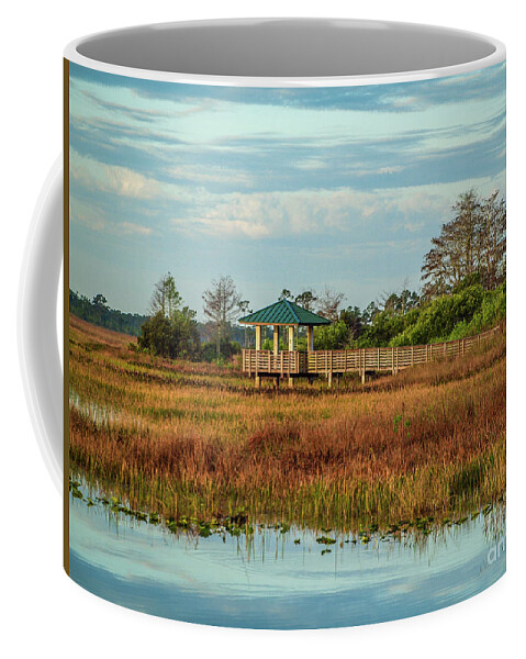 Marsh Coffee Mug featuring the photograph Marsh Observation Deck by Tom Claud