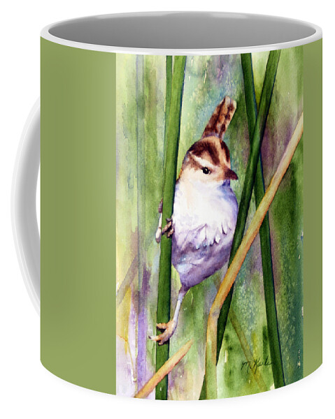 Bird Coffee Mug featuring the painting Silver Creek Marsh Wren by Marsha Karle