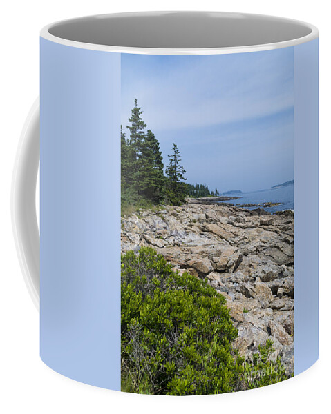 Rocky Shore Coffee Mug featuring the photograph Marshall Ledge looking downeast by Patrick Fennell
