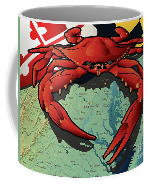 Crab Coffee Mug featuring the digital art Maryland Red Crab by Joe Barsin