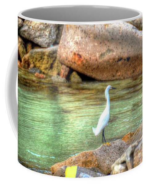 Heron Coffee Mug featuring the photograph White Heron by Debbi Granruth