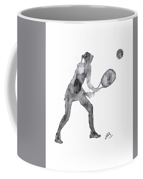 Tennis Coffee Mug featuring the painting Match Point by Edwin Alverio