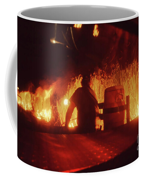 A And B Coffee Mug featuring the photograph Maui Night Sugarcane Burn by Jim Cazel
