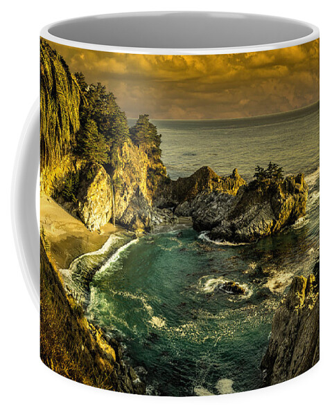 Attraction Coffee Mug featuring the photograph Mc Way Falls at Sunset by Paul LeSage