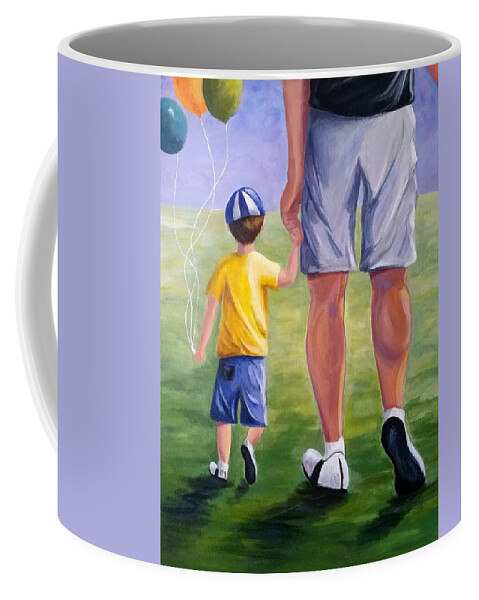 Father Coffee Mug featuring the painting Me and my Dad by Rosie Sherman