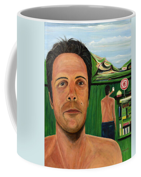 Me In Two Views Coffee Mug featuring the painting Me in Two Views by Stephen Lucas