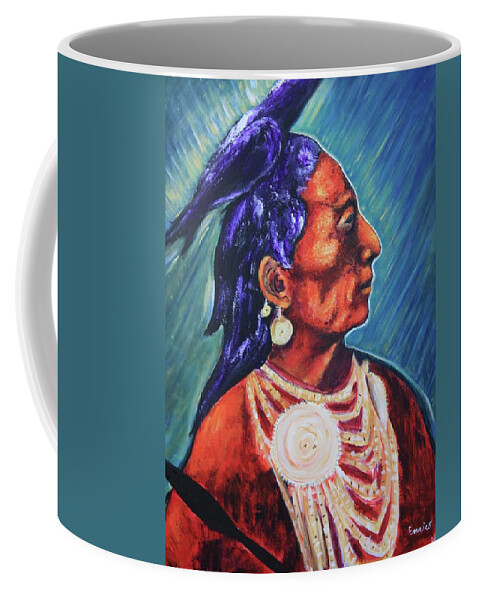 Native American Coffee Mug featuring the painting Medicine Crow after E.S. Curtis by Art Enrico
