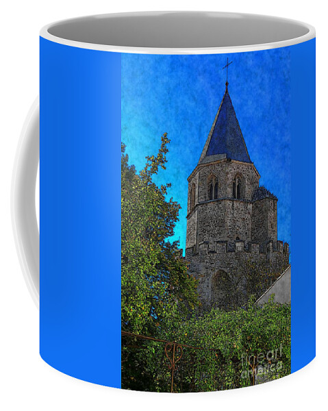 Angel Coffee Mug featuring the digital art Medieval Bell Tower 1 by Jean Bernard Roussilhe