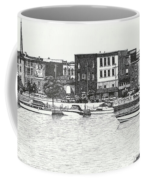 Medina Coffee Mug featuring the drawing Medina New York by Arthur Barnes