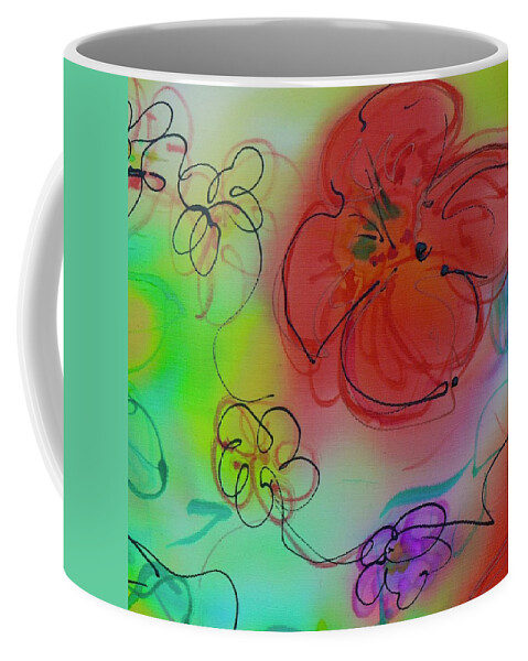 Silk Coffee Mug featuring the painting Medium Flower 1 by Barbara Pease