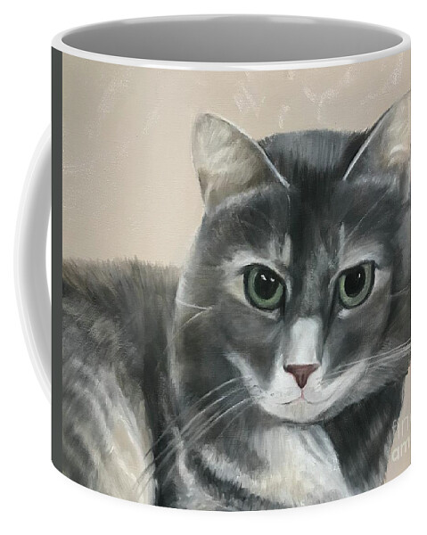 Cat Coffee Mug featuring the painting Meet Avery by Sheila Mashaw