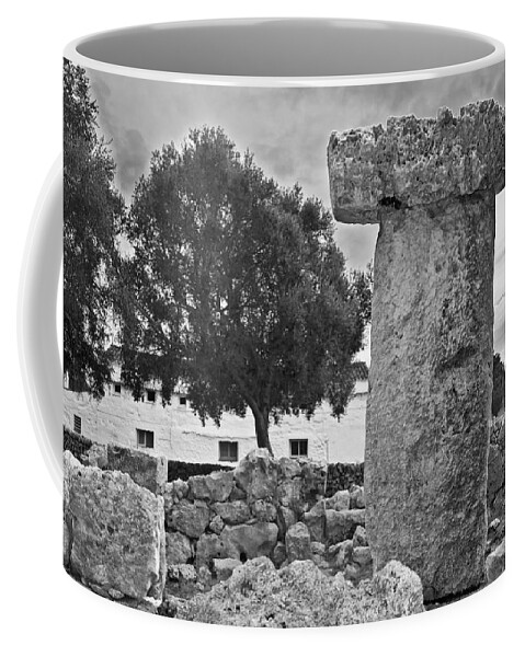 Nobody Coffee Mug featuring the photograph Megalithic building Taula in Binisafua Menorca Bronze age by Pedro Cardona Llambias