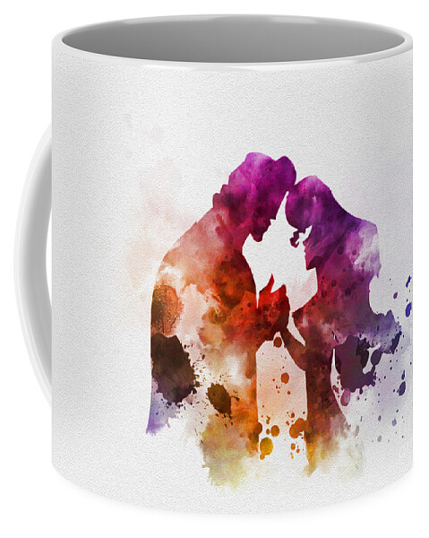 Hercules Coffee Mug featuring the mixed media Megara and Hercules by My Inspiration