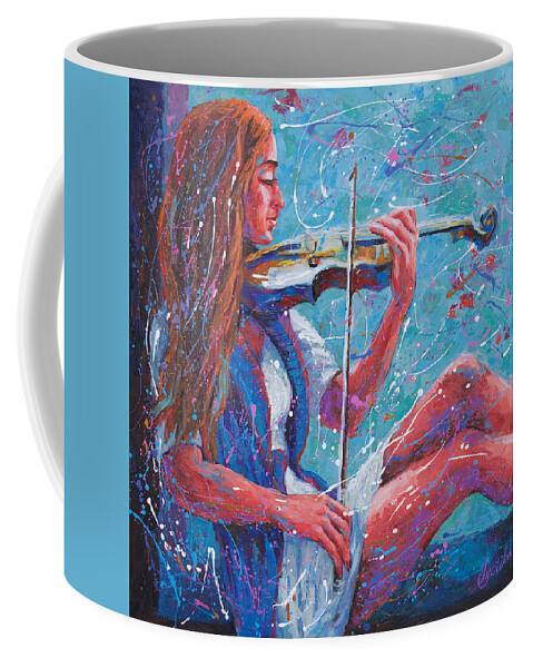 Original Painting Coffee Mug featuring the painting Melodious Solitude by Jyotika Shroff