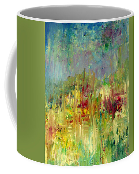 Abstract Coffee Mug featuring the painting Memories of Grandmothers Flower Garden by Julie Lueders 