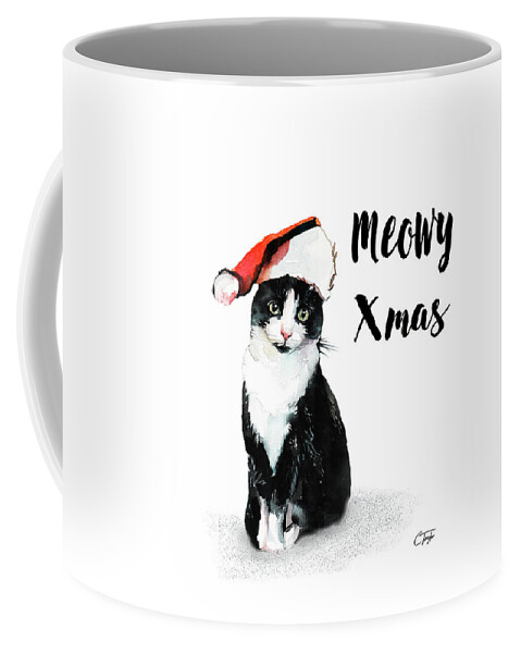 Cat Coffee Mug featuring the painting Meowy Xmas by Colleen Taylor