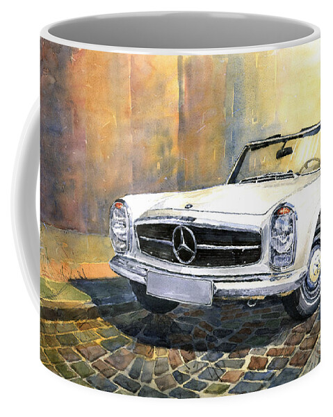 Auto Coffee Mug featuring the painting Mercedes Benz W113 280 SL Pagoda Front by Yuriy Shevchuk