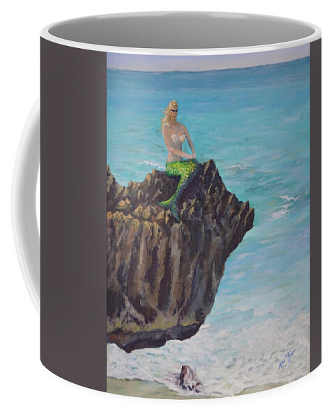 Mermaid Coffee Mug featuring the painting Mermaid at Gilbert's Reef by Mike Jenkins