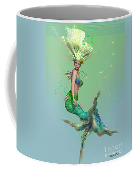 Mermaid Coffee Mug featuring the painting Mermaid in Green by Corey Ford